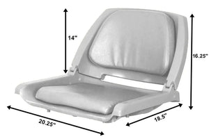 Gray Sea Eagle swivel boat seat with padded cushions, 20.25" wide, 18.5" deep, and 16.25" high.