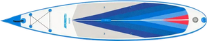 Blue and white Sea Eagle NeedleNose 126 inflatable paddleboard with Electric Pattern Diamond Deck Pad.