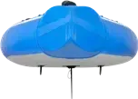 Sea Eagle NeedleNose 126 inflatable paddleboard, blue and gray, showing wave-piercing bow and skeg.