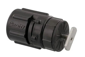 Black Scotty Gear Head track adapter with a silver T-bolt, for kayak rod holders and accessories.