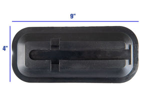 Black, rectangular Sea Eagle skeg base, 9"x4", with a central channel for skeg attachment.