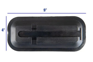 Black, rectangular Sea Eagle skeg base, 9"x4", with a central channel for skeg attachment.