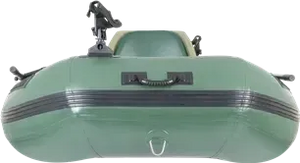 Hunter green Sea Eagle Stealth Stalker 10 inflatable fishing boat with rod holders and handles.