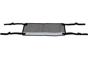 Black mesh Sea Eagle Stripping Apron with quick-release clips and a white fish measuring ruler.