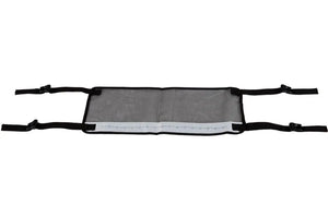 Black mesh Sea Eagle Stripping Apron with quick-release clips and a white fish measuring ruler.