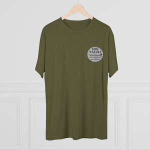 Olive green tri-blend regular fit tee with "Jon Yacht The Original Bass Boat" logo on the left chest.