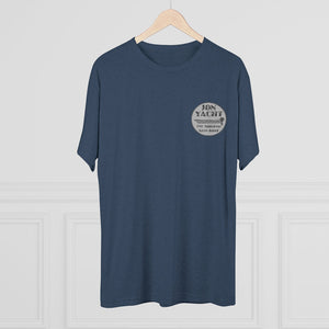 Navy blue tri-blend regular fit t-shirt with "Jon Yacht The Original Bass Boat" logo.