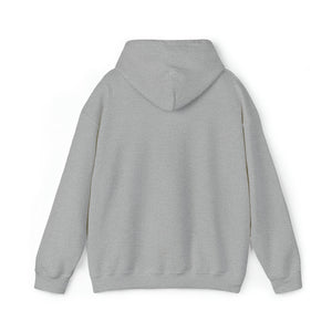 Back view of a plain light gray cotton-polyester Tiller Time Hoodie with a hood and ribbed cuffs.