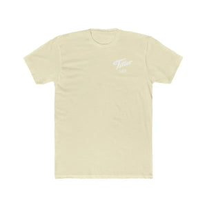Light beige premium fit Tiller Time t-shirt with white text on 100% combed, ring-spun cotton.