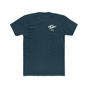Dark blue combed cotton t-shirt with "Tiller Time" in white script on the chest.