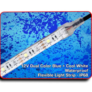 Waterproof Flexible Light Strip | Dual Color Blue + Cool White | IP68 Marine 12V Lighting