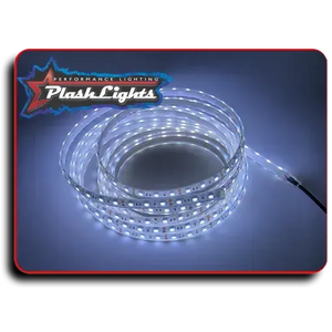 Coiled white PlashLights waterproof LED strip with bright lights, ideal for marine environments.