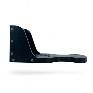 Black metal bracket on a white background