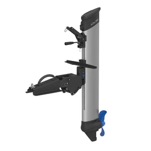 ePropulsion kLite 7500 mount with a silver cylindrical column, black mounting brackets, and a blue propeller, shown on a plain white background.