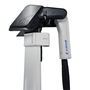 A close-up of a epropulsion white and black electric scooter handlebar assembly, featuring the blue 'SPIRIT 2' branding on the white grip section.