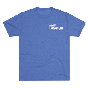 Blue t-shirt with TBNation logo on a white background
