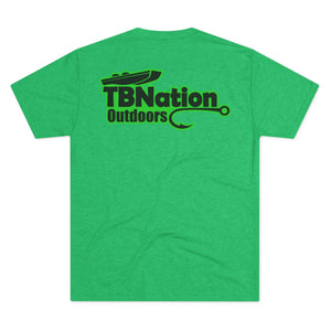 Green t-shirt with 'TBNation Outdoors' logo on the back against a white background