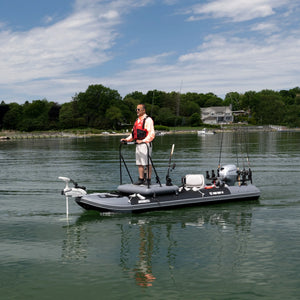 FishTuff14 Inflatable Fishing Skiff Portable Bass Boat on the water