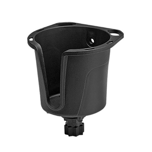 Black plastic Railblaza DrinkHold with StarPort compatible base, angled opening, and side holes.