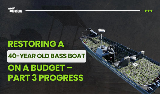 Progress on rebuilding a 40-year-old bass boat on a budget, showing restored deck, updated wiring, and new flooring in Part 3 of the restoration series.