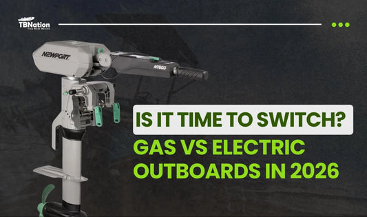 Infographic exploring the pros and cons of gas versus electric outboards in 2026.