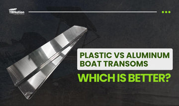 Boat transom installation on a small fishing vessel, featuring clean lines and secure motor mounting on a durable transom structure.