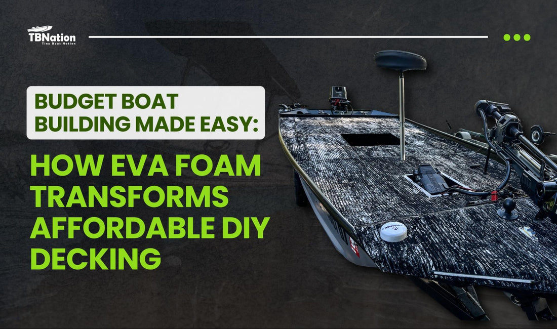 Finished DIY fishing boat deck featuring EVA foam flooring for affordable custom boat decking.