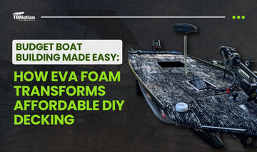 DIY boat deck made with EVA foam flooring showing lightweight, affordable, and non-slip marine decking design.
