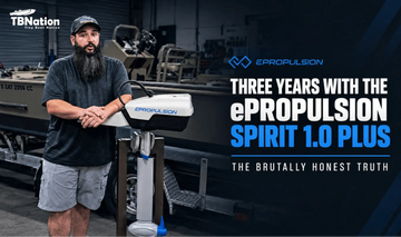 Three years of experience with the ePropulsion Spirit 1.0 Plus electric outboard motor showcased in a scenic marine setting.