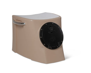 Black RPD 1019 rotationally molded polyethylene center console for Jon boat with stainless steel grab handle.