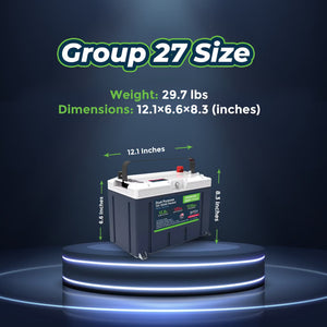 12V 120AH Group 27 LiFePO4 Battery Cranking & Deep Cycle Lithium Battery (Dual Purpose)