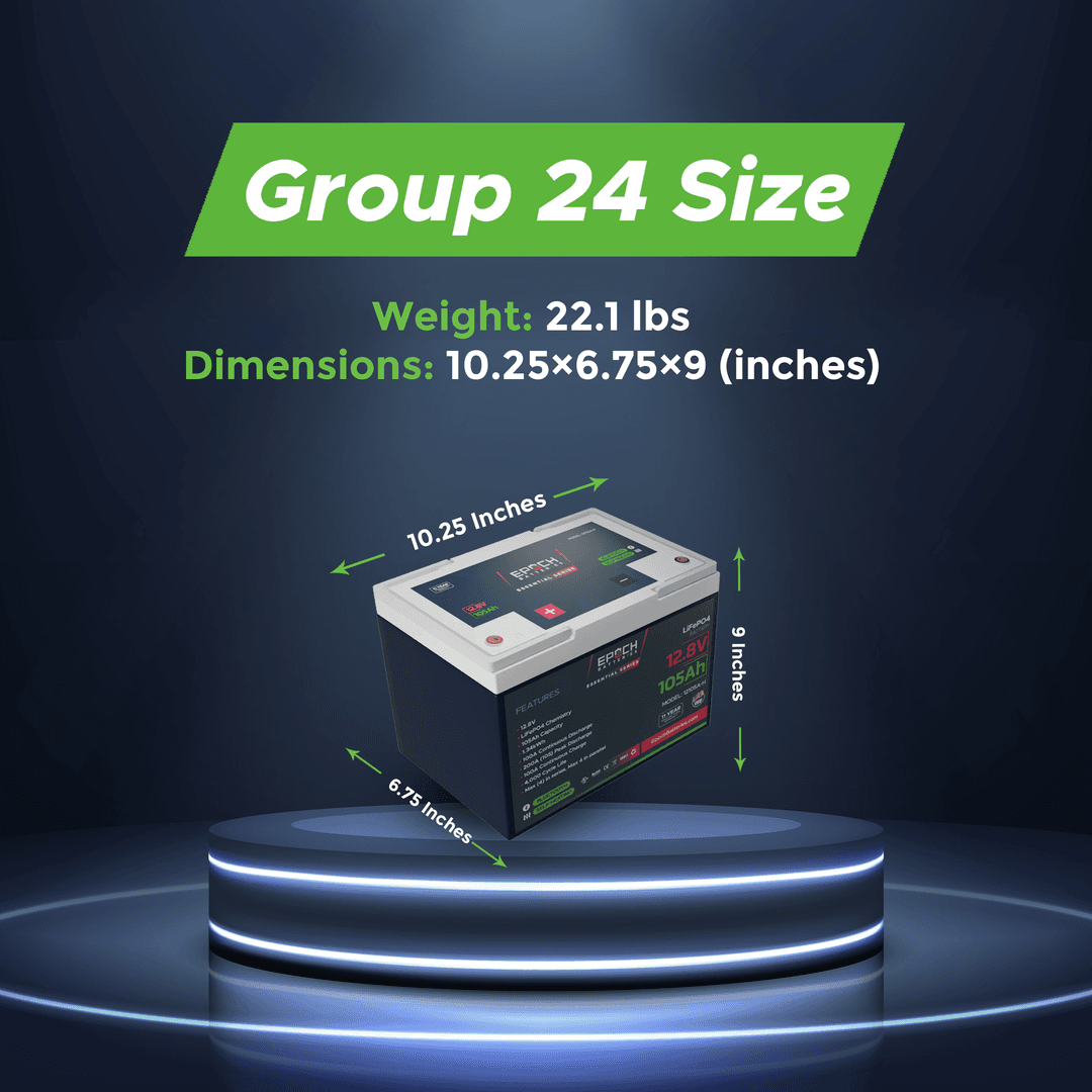 12V 105Ah Essential Series - Bluetooth &amp; Heated LiFePO4 Battery-Marine Battery-3-Tiny Boat Nation
