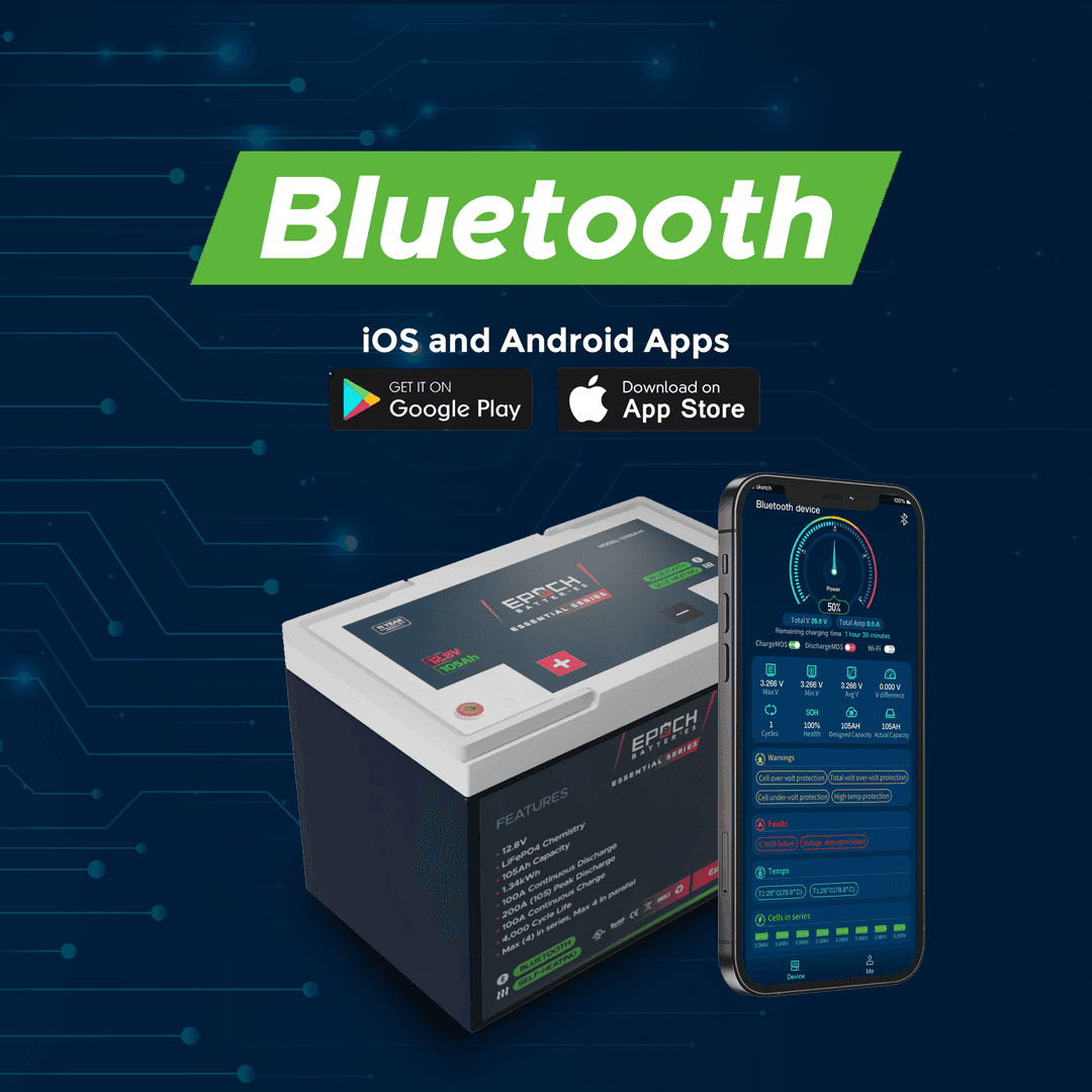 12V 105Ah Essential Series - Bluetooth &amp; Heated LiFePO4 Battery-Marine Battery-6-Tiny Boat Nation