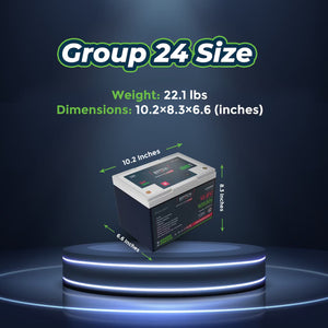 12V 105AH Group 24 LiFePO4 Battery with Heated & Bluetooth Features-Marine Battery-8-Tiny Boat Nation