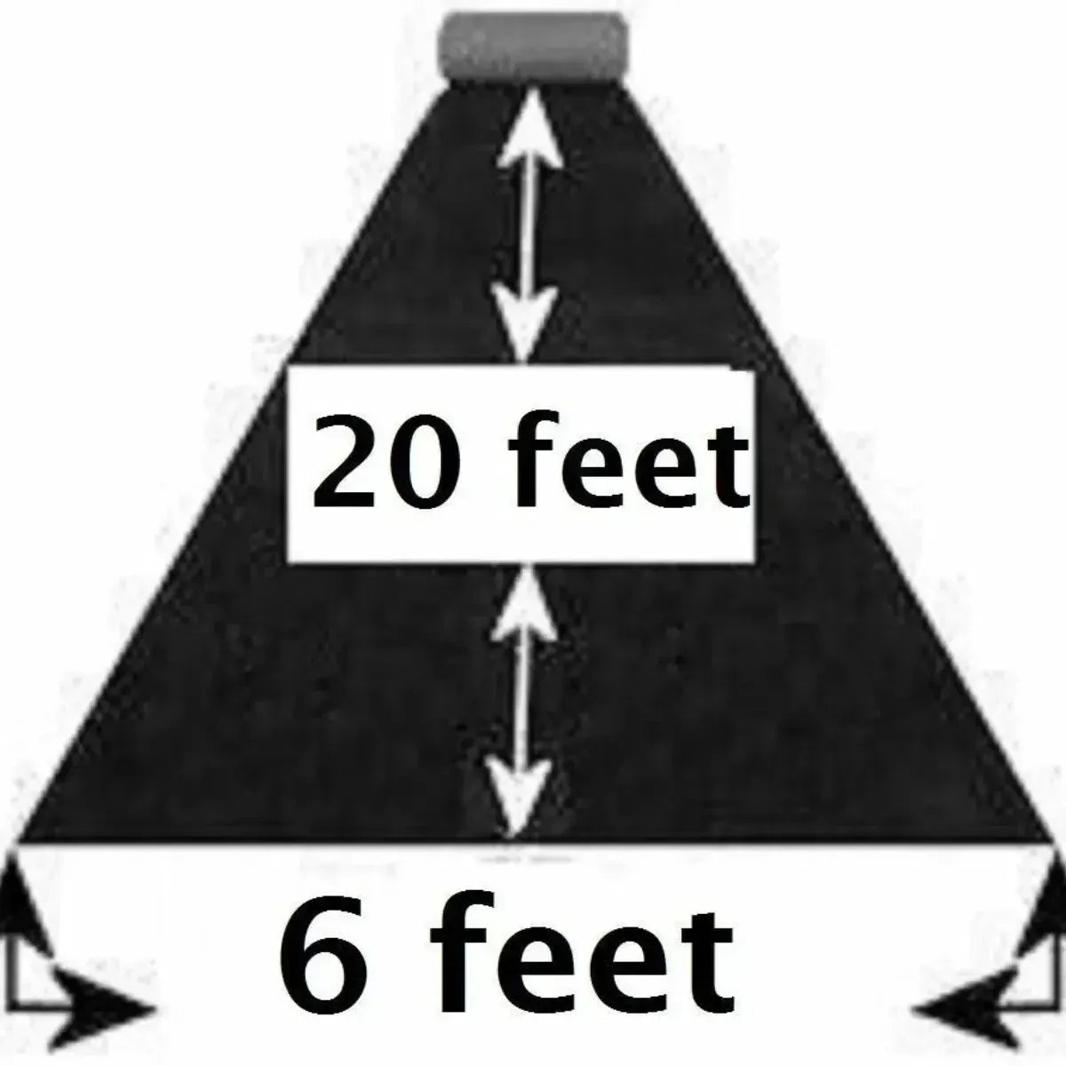 Diagram showing a 20-foot long, 6-foot wide roll of black cut pile marine carpet.