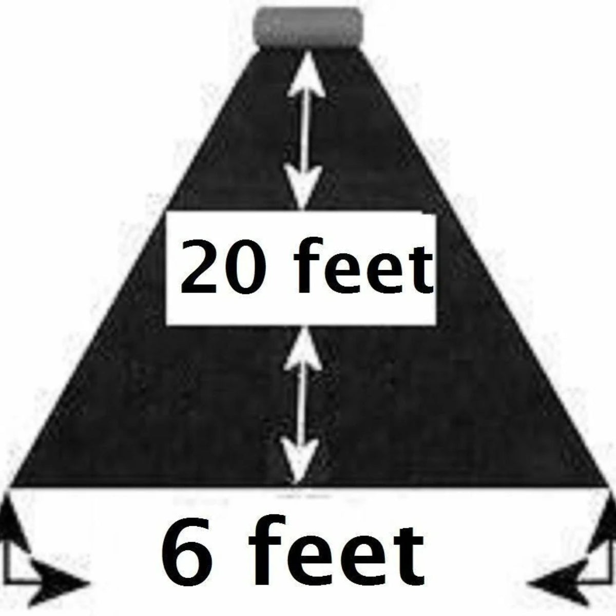 Diagram showing a 6-foot wide, 20-foot long charcoal cut pile marine grade boat carpet.