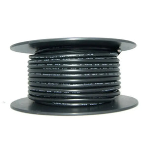 Black 18AWG RGB 4 conductor marine wire on a 150ft spool, electro-tinned copper.