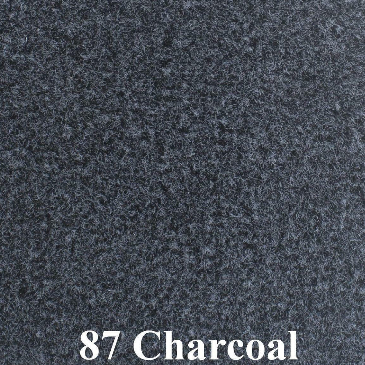 Close-up of 87 Charcoal 20 oz cut pile marine grade boat carpet, showing its soft, dense texture.