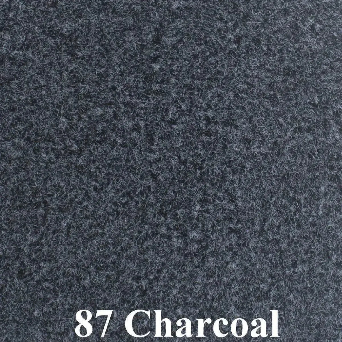 Close-up of 87 Charcoal 20 oz cut pile marine grade boat carpet, showing its soft, dense texture.