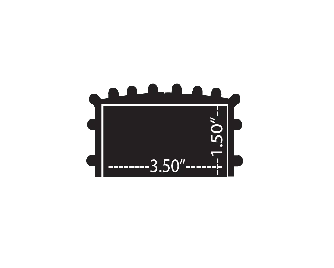 Black Gatorbak GB350 XP synthetic bunk cover profile for 2x4 flat bunks, 3.5" wide by 1.5" high.