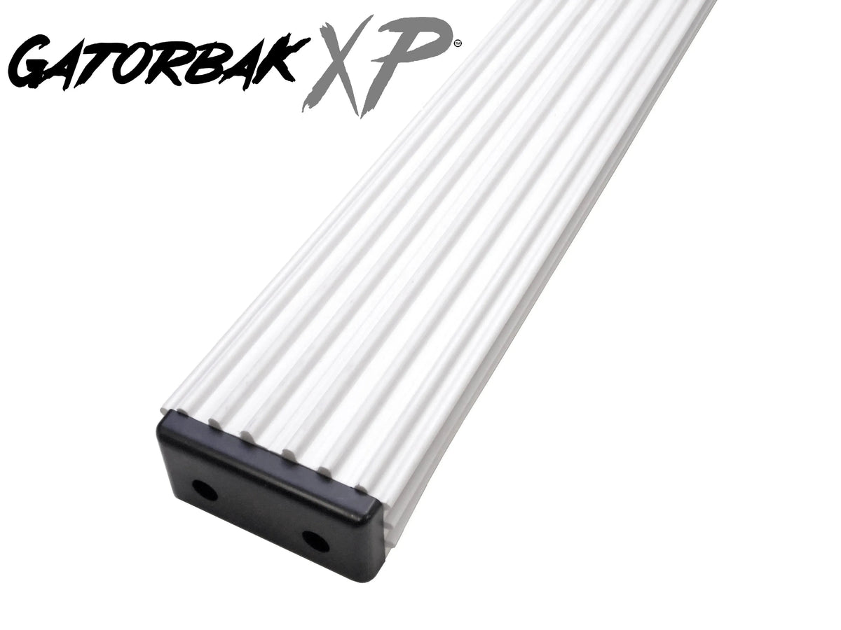 Gatorbak XP synthetic bunk cover in smoke gray with ribbed texture and black end cap.