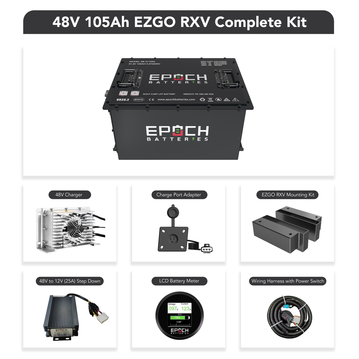 48V 105Ah Golf Cart Battery Complete Kit - Lithium (LiFePO4)