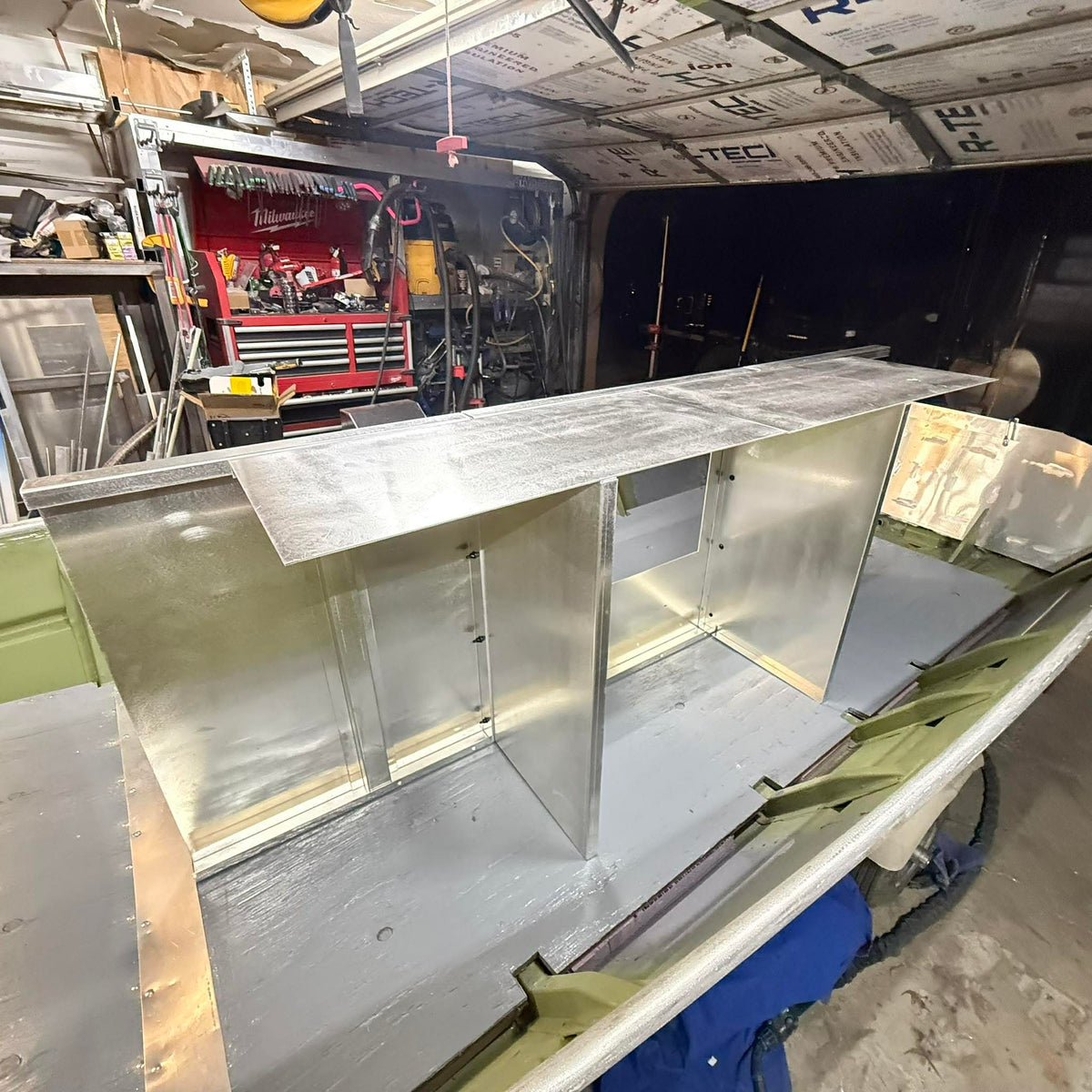 Fast-install aluminum boat decking kit for jon boats, ready to drop in and trim to fit.