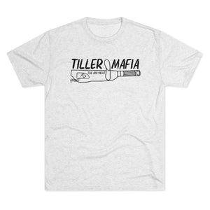 Light gray tri-blend tee with "TILLER MAFIA THE JON YACHT" graphic.