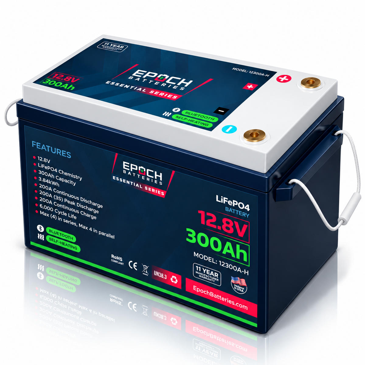 12V 300Ah Essential Series LiFePO4 Battery (3.84kWh)