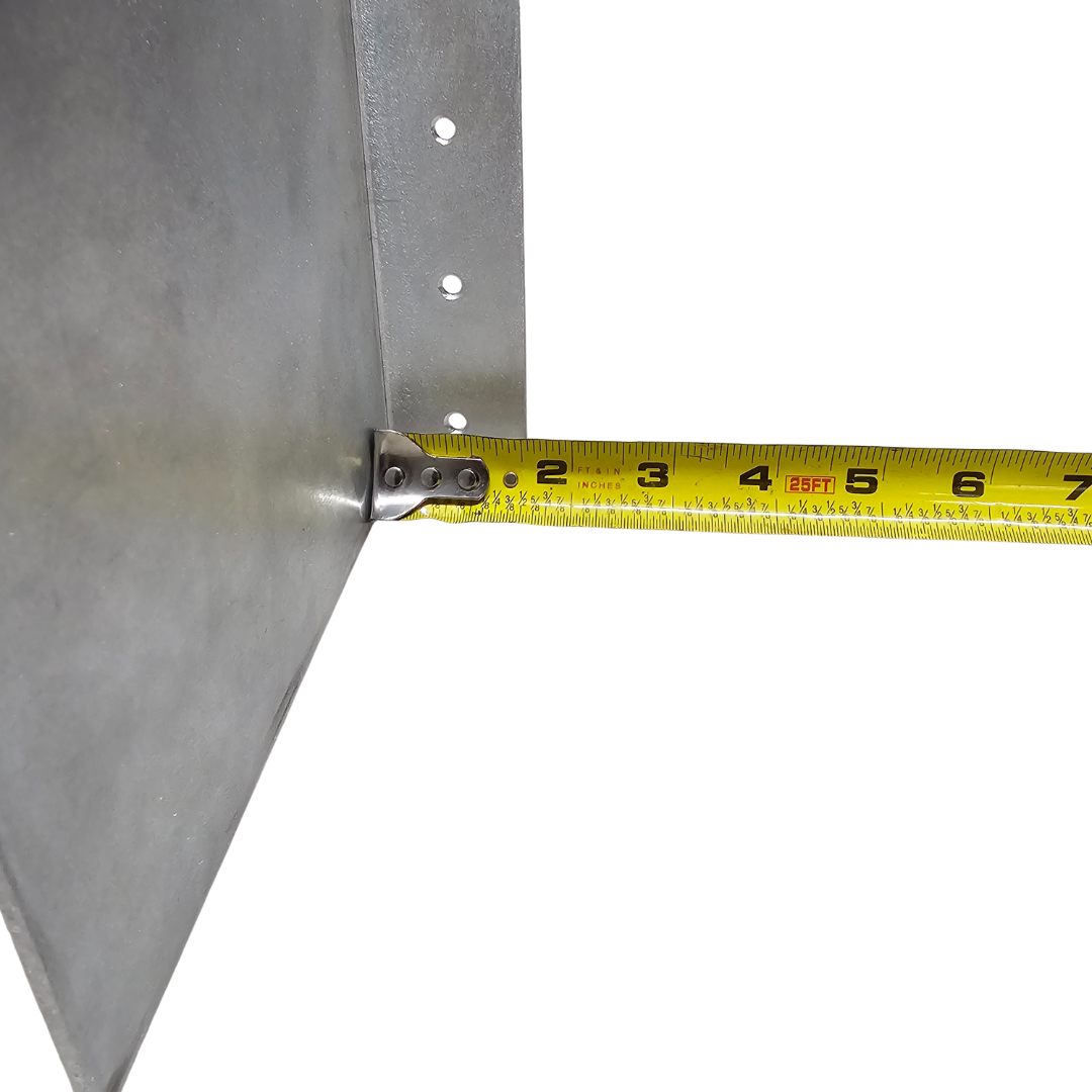 Raw aluminum clamp-on trolling motor mount for flat nose Jon boats, measured with a yellow tape.