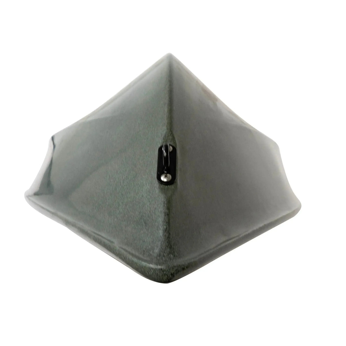 Olive green Crescent Cres-Craft fishing skiff or kayak bow with a sharp V-shaped design and black hardware.