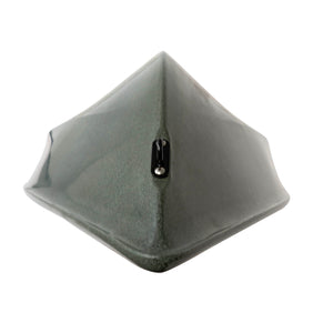 Olive green Crescent Cres-Craft fishing skiff or kayak bow with a sharp V-shaped design and black hardware.