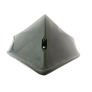 Olive green Crescent Cres-Craft fishing skiff or kayak bow with a sharp V-shaped design and black hardware.