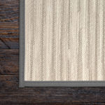 DuraVinyl Marine Flooring, Monterey Series, light beige woven vinyl with subtle stripes and a dark gray border.